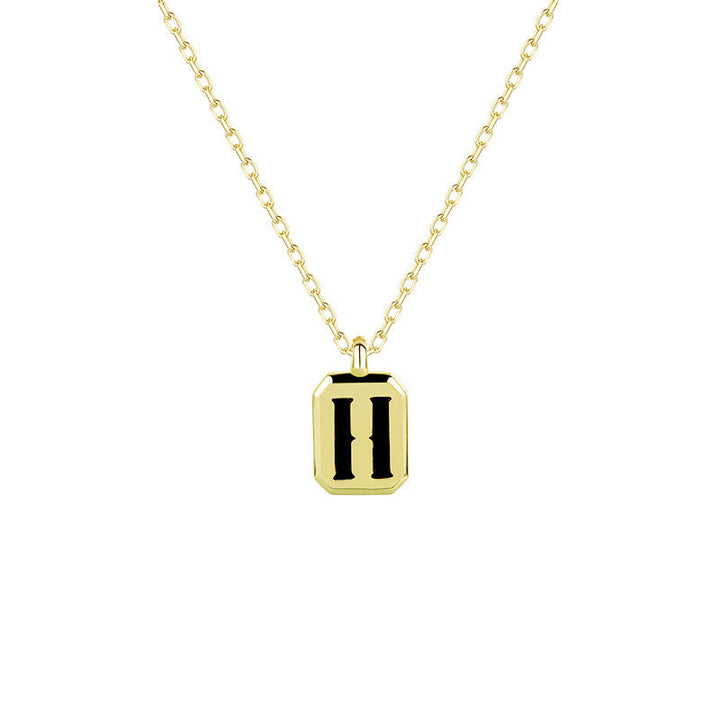 Collier Initiale Personnalisable en Or Olivenorma - Obsidienne - H - image 11