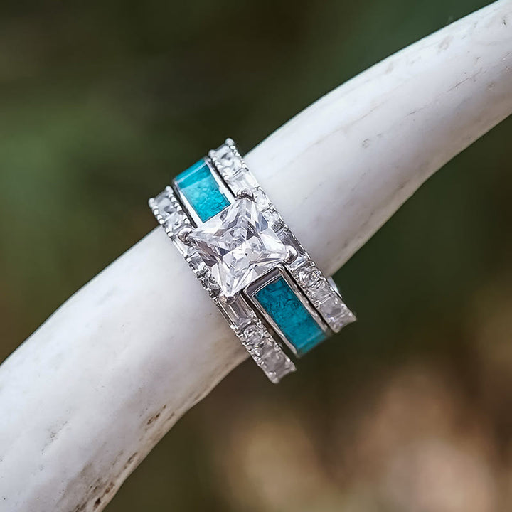 Ensemble d'alliances de mariage baguette en oxyde de zirconium cubique Olivenorma 