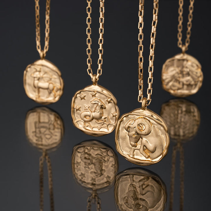Collier en acier titane galvanisé ou 18 carats Olivenorma Zodiac