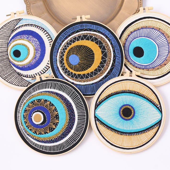 Olivenorma Evil Eye Broderie à la main Matériau semi-fini Décoration 