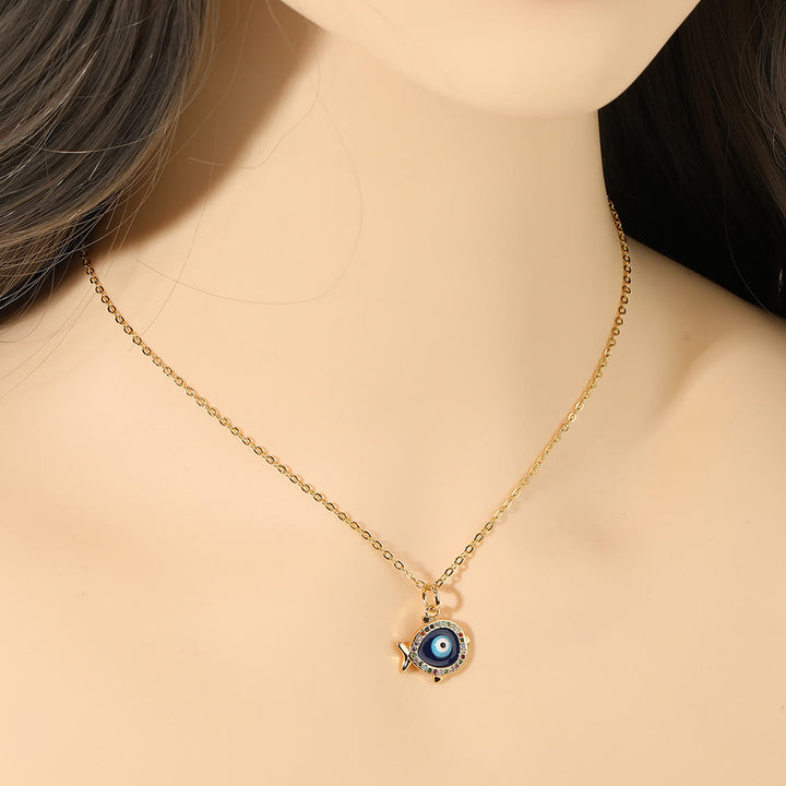 Collier en époxy en forme de cœur avec le mauvais œil Hamsa Olivenorma