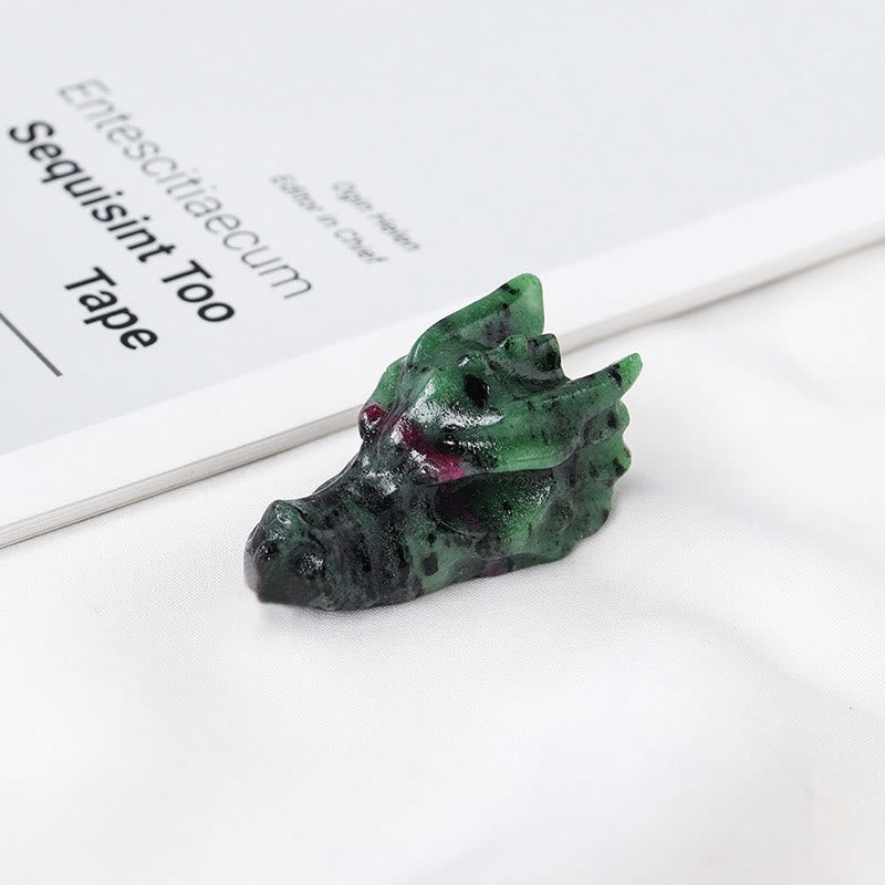 Statue de crâne de dragon en cristal Olivenorma de 1,5 pouce, décoration en pierres précieuses 