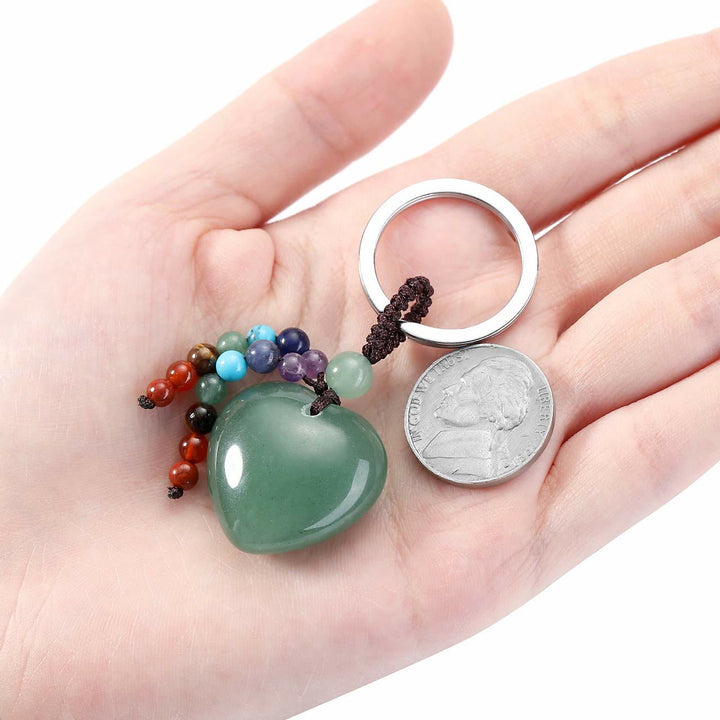 Porte-clés en forme de cœur en cristal naturel Olivenorma