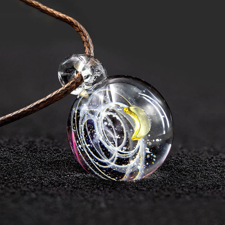 Collier fantaisie en verre avec ciel étoilé cosmique Olivenorma