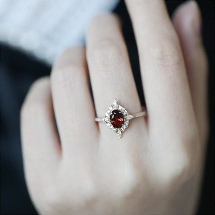Bague d'ambiance vintage en rubis "Miss Rose" Olivenorma