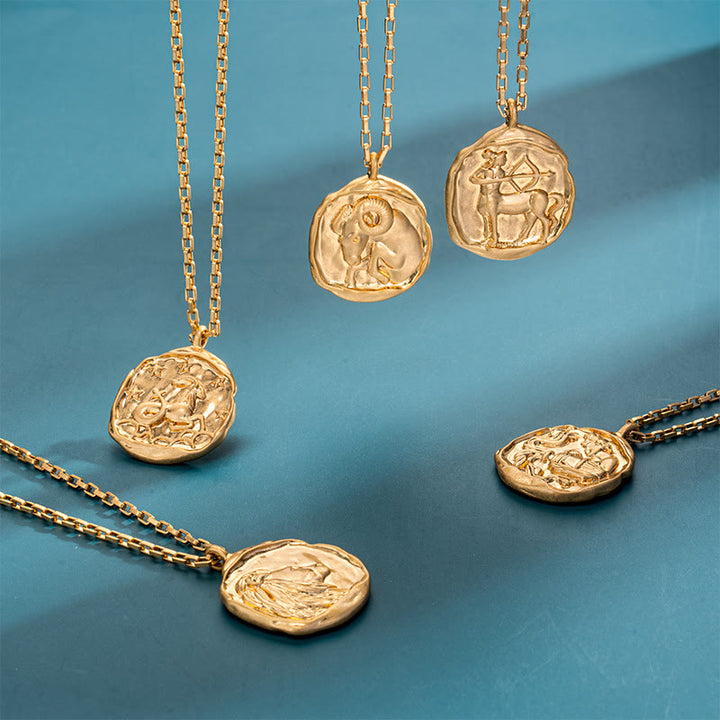 Collier en acier titane galvanisé ou 18 carats Olivenorma Zodiac