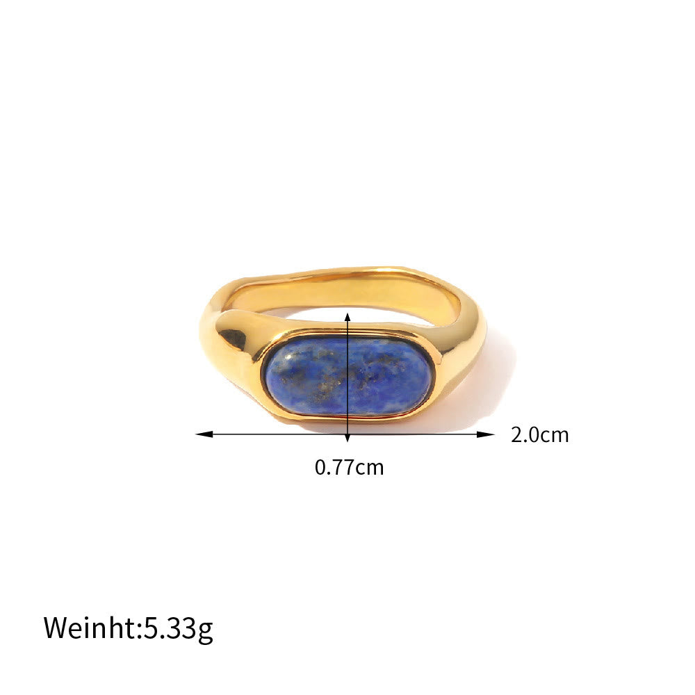 Bague en pierre naturelle ovale couleur or Olivenorma