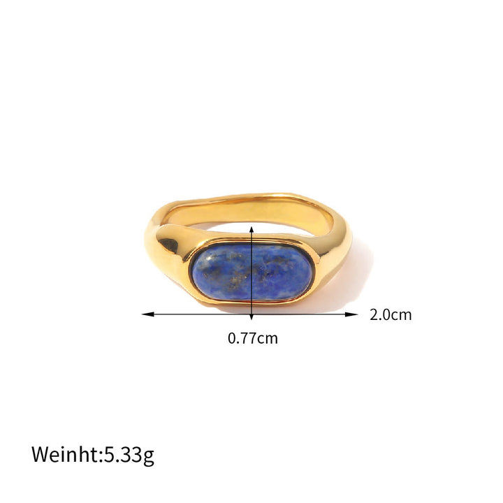 Bague en pierre naturelle ovale couleur or Olivenorma