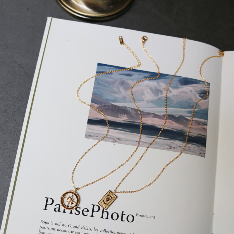 Collier Tarot Olivenorma en acier titane plaqué or