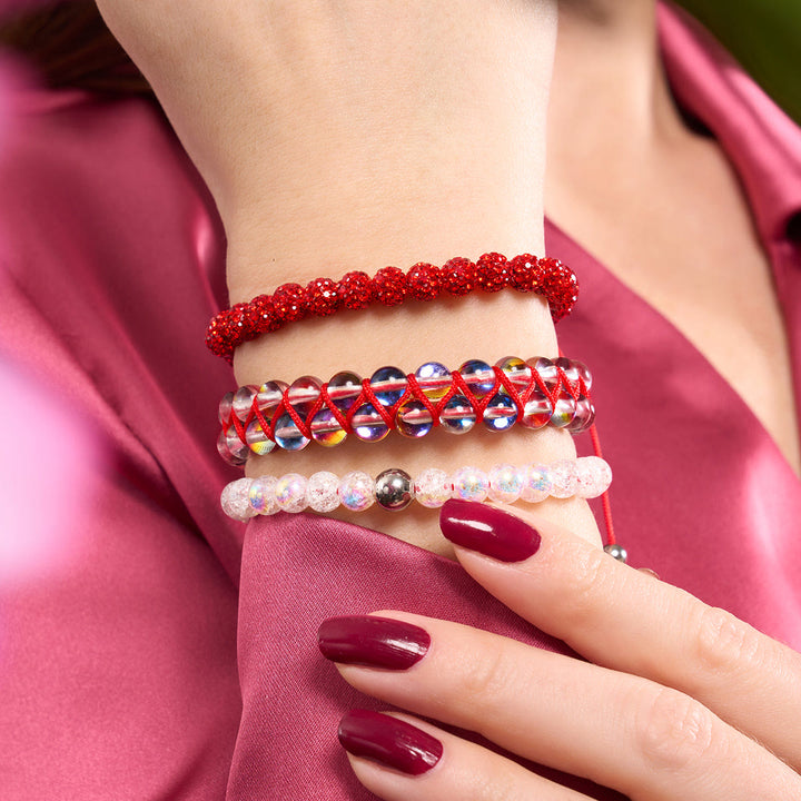 Bracelet en perles de verre cristal rouge Olivenorma