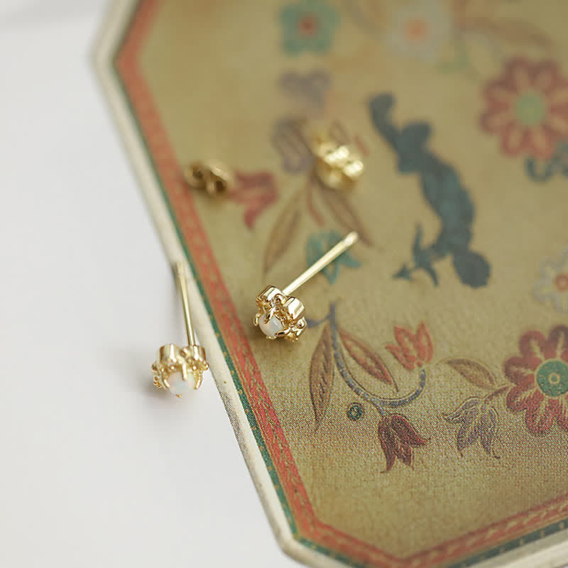 Boucles d'oreilles rhombiques délicates en opale vintage Olivenorma 