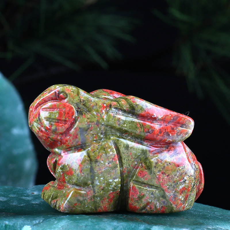 Décoration en pierre précieuse sculptée en forme de lapin avec 12 signes du zodiaque en cristal Olivenorma 