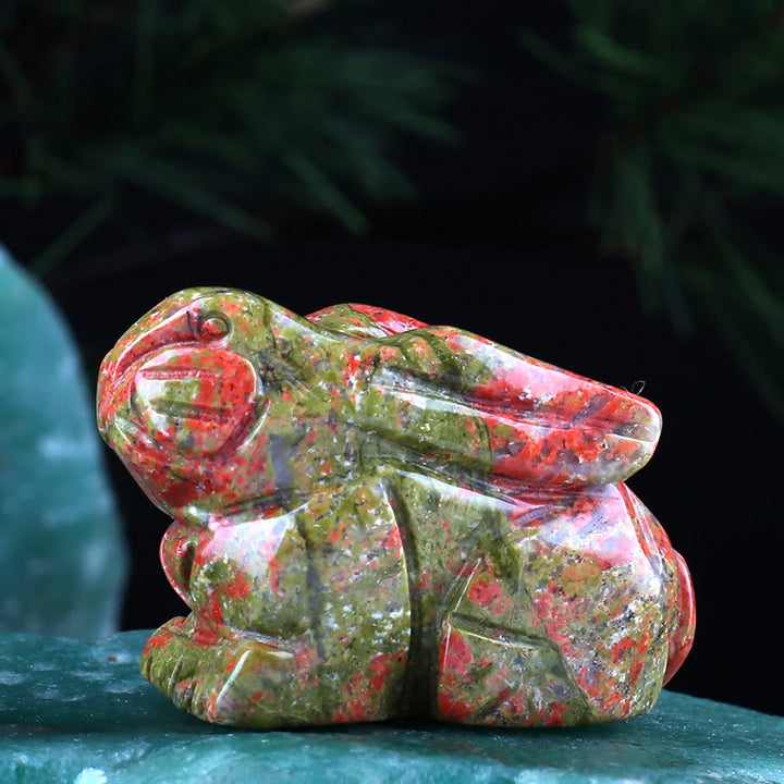 Décoration en pierre précieuse sculptée en forme de lapin avec 12 signes du zodiaque en cristal Olivenorma 