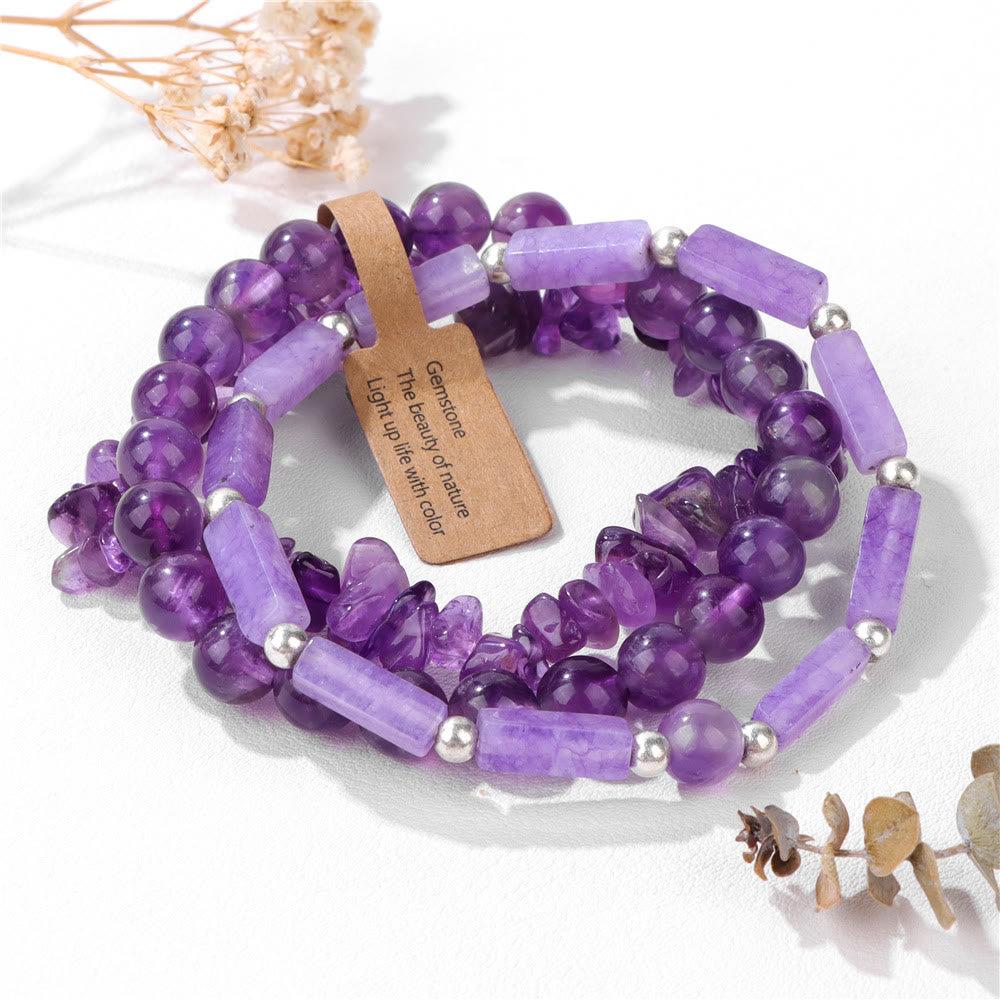 Ensemble de bracelets irréguliers à trois couches en pierre naturelle Olivenorma 