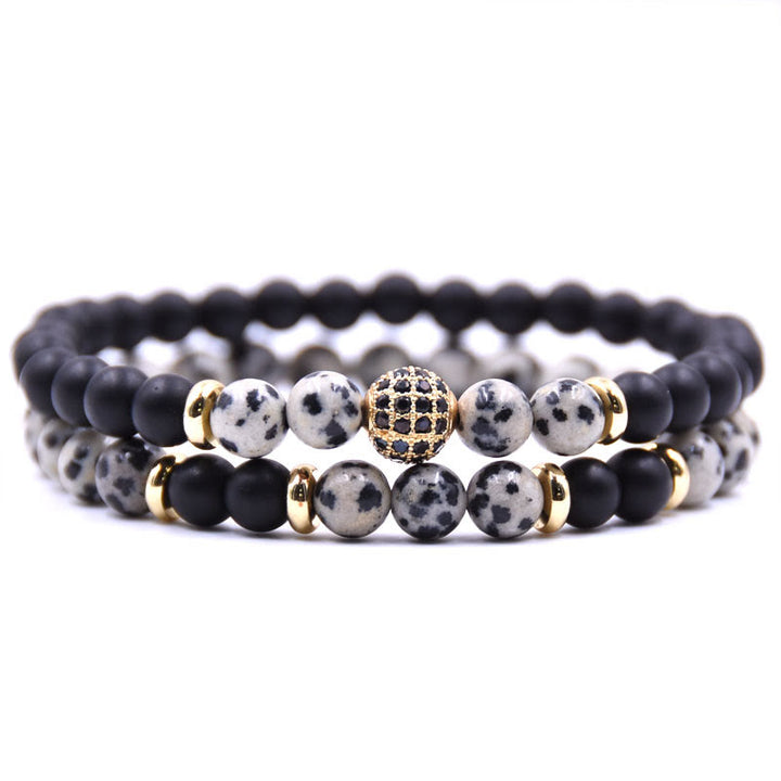 Bracelet homme Olivenorma en perles de cristal naturel à deux couches