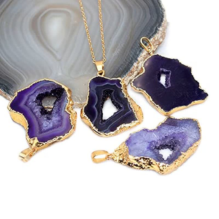 Collier en tranches de cristal brut irrégulier Olivenorma