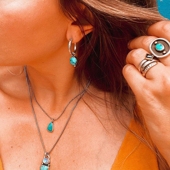 Boucles d'oreilles rétro turquoise Olivenorma - image 1