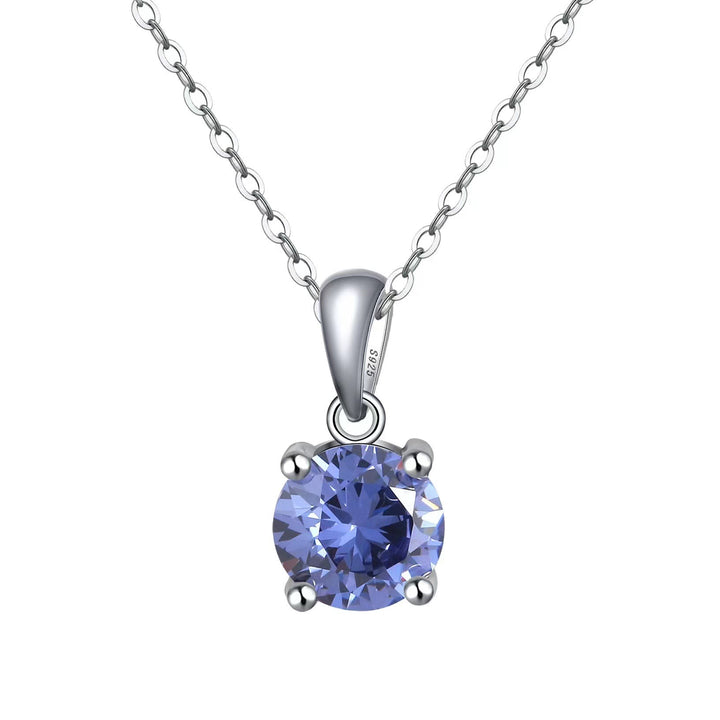 Collier pendentif à quatre griffes en zircon multicolore Olivenorma 