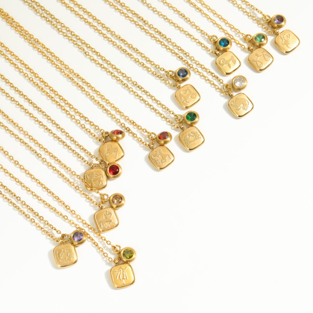 Collier pendentif Olivenorma avec douze pierres de naissance du zodiaque