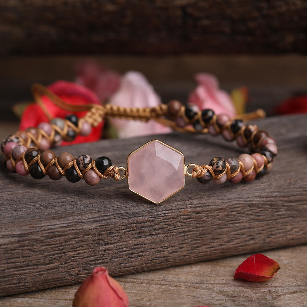 Bracelet tressé en perles hexagonales en cristal brut Olivenorma
