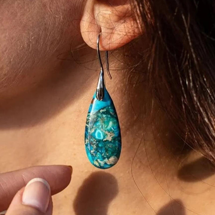 Boucles d'oreilles Olivenorma en forme de goutte avec pierre empereur