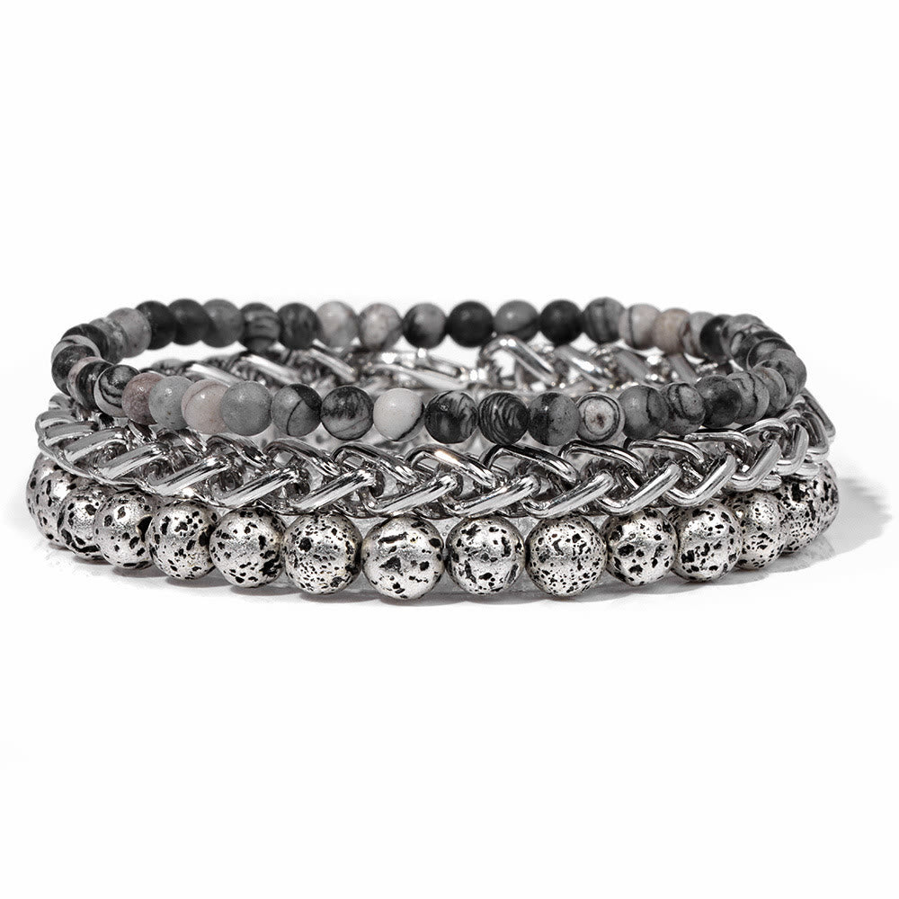 Ensemble de bracelets rétro en pierre rose Olivenorma « Paix et calme »
