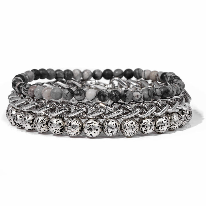 Ensemble de bracelets rétro en pierre rose Olivenorma « Paix et calme »