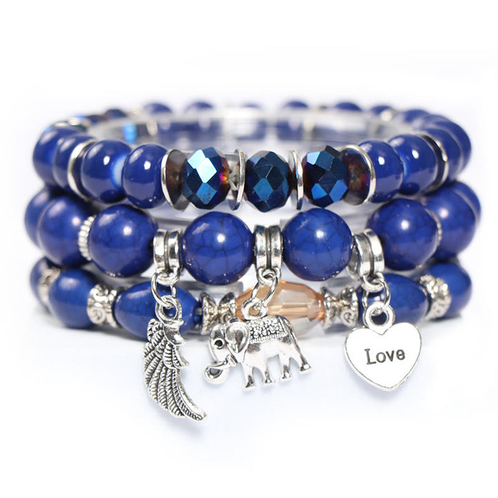 Ensemble de bracelets à perles avec pendentif en forme de cœur et ailes d'éléphant Olivenorma 