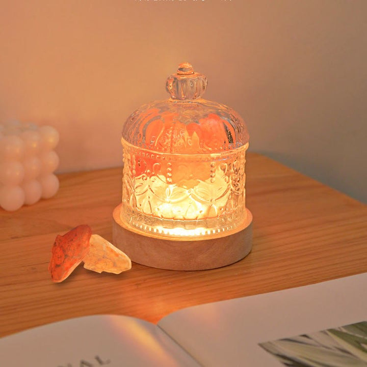 Lampe d'aromathérapie en cristal avec diffuseur en pierre sculptée Olivenorma