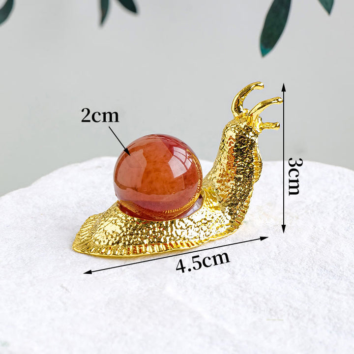 Support de boule de cristal naturel Olivenorma, petite décoration en pierre précieuse en forme d'escargot