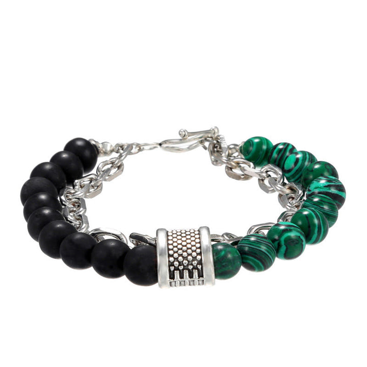 Bracelet pour homme Olivenorma Punk Frosted Stone Combinaison Forme géométrique 