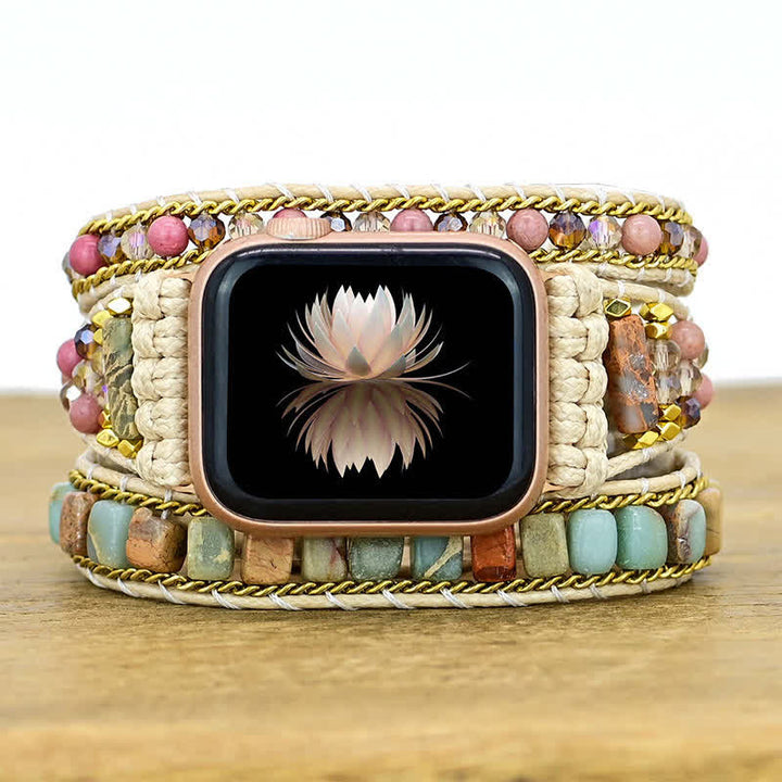 Bracelet enroulé Olivenorma en amazonite pour Apple Watch