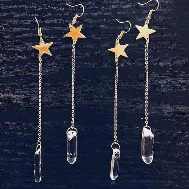 Boucles d'oreilles en cristal naturel avec champignons lune et étoile Olivenorma