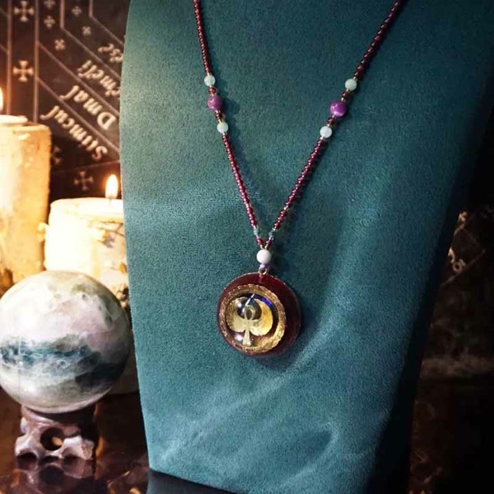 Collier Clé de Vie Olivenorma Grenat Lapis Lazuli Aigue-Marine 
