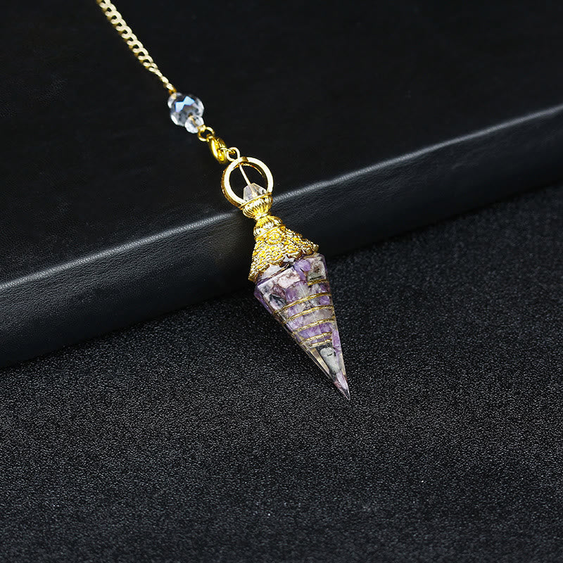 Pendule pyramidale hexagonale en cristal résineline naturelle Olivenorma