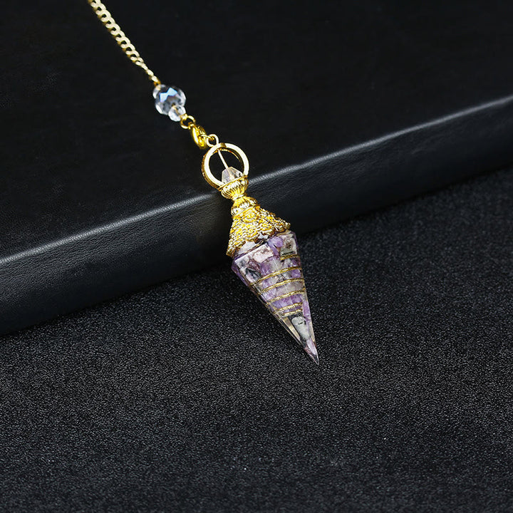 Pendule pyramidale hexagonale en cristal résineline naturelle Olivenorma