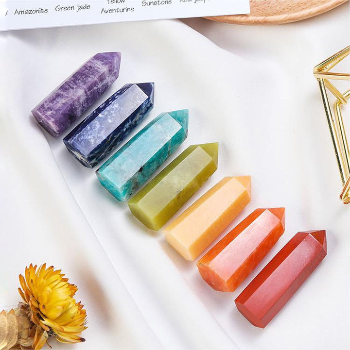 Ensemble de baguettes en cristal pour décoration de chakra en pierre brute Olivenorma