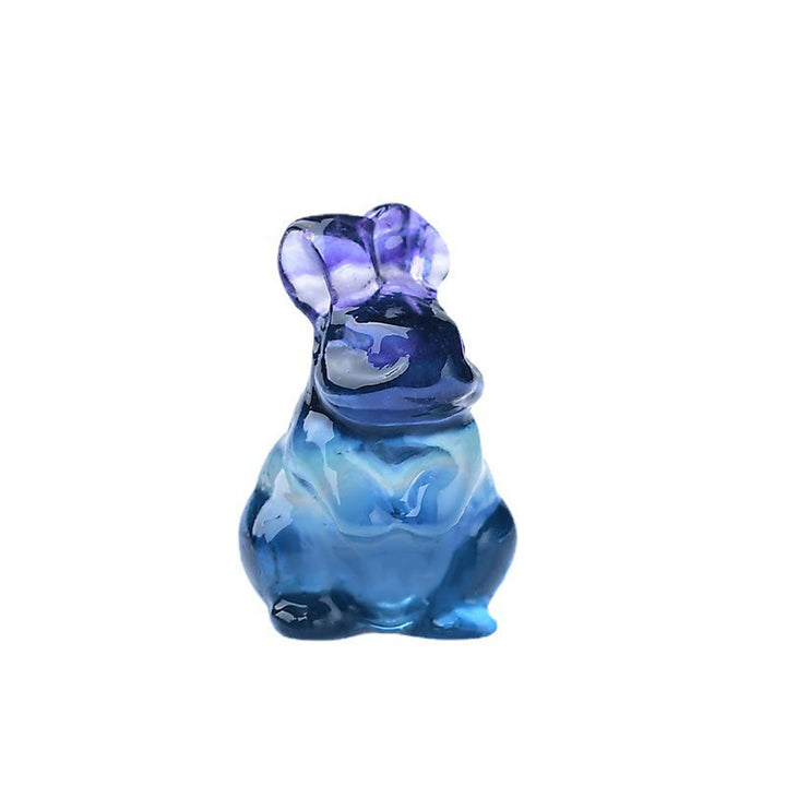 Décoration en pierre précieuse de lapin en fluorite de couleur naturelle Olivenorma