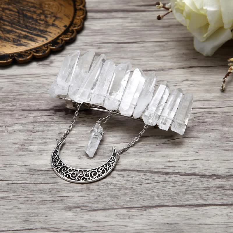 Épingle à cheveux en forme de croissant de lune en cristal transparent Olivenorma