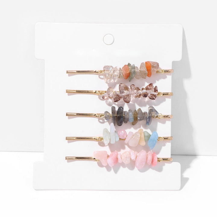 Lot de 5 épingles à cheveux en cristal de guérison Olivenorma - Quartz fumé, labradorite et opale rose - image 21