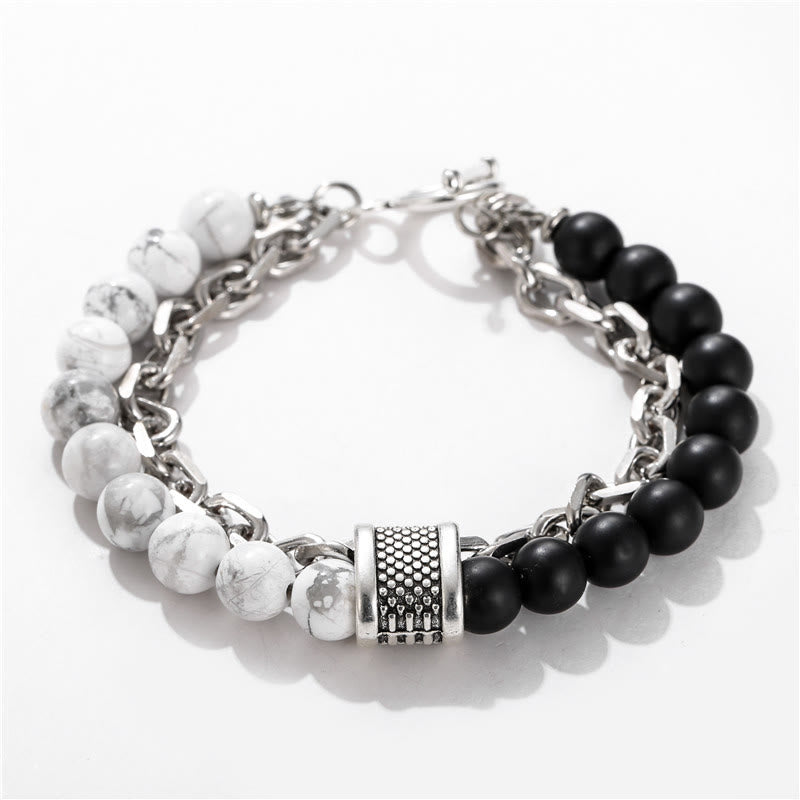 Bracelet pour homme Olivenorma Punk Frosted Stone Combinaison Forme géométrique 