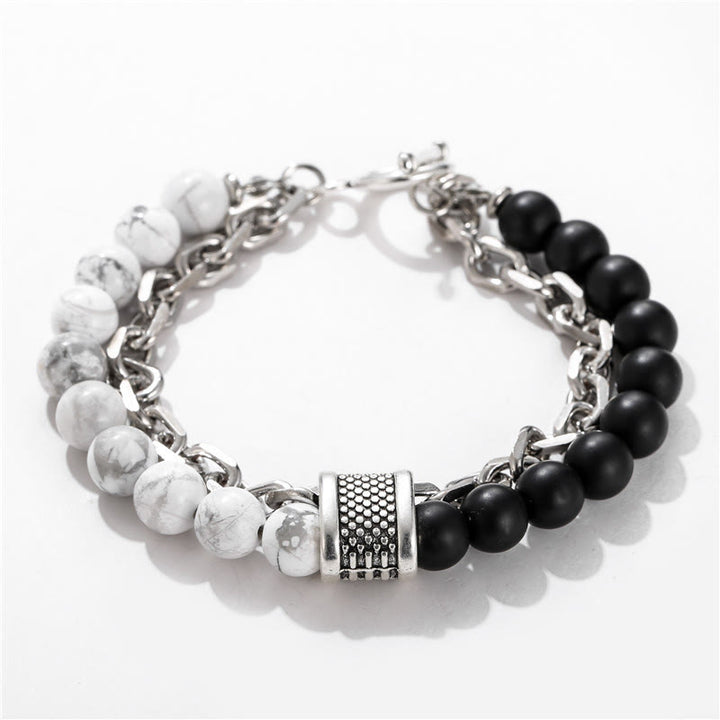 Bracelet pour homme Olivenorma Punk Frosted Stone Combinaison Forme géométrique 