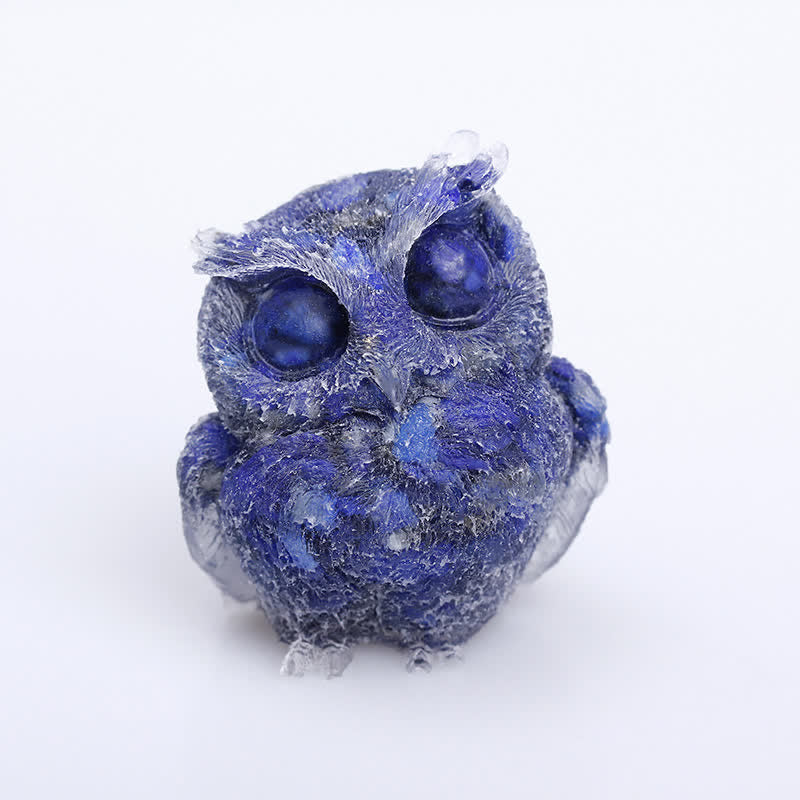 Décoration en pierre précieuse en forme de hibou en résine cristalline naturelle Olivenorma