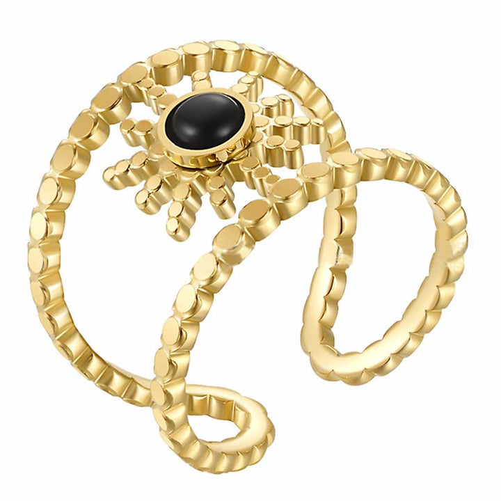 Bague Olivenorma en forme d'étoile à huit branches et à double rangée de tournesols 