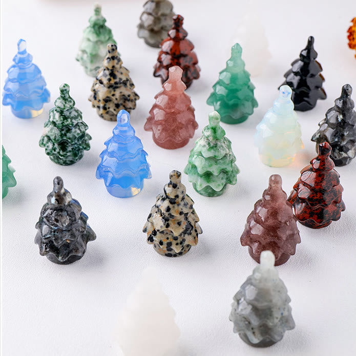 Olivenorma 1 pièce de décoration en pierre précieuse sculptée en pin de Noël en cristal naturel 