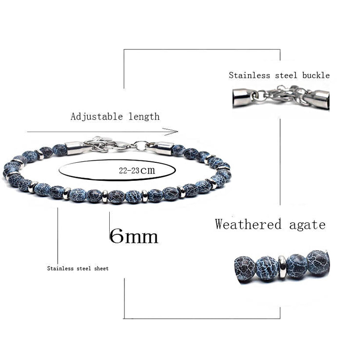Bracelet en perles d'agate patinées Olivenorma