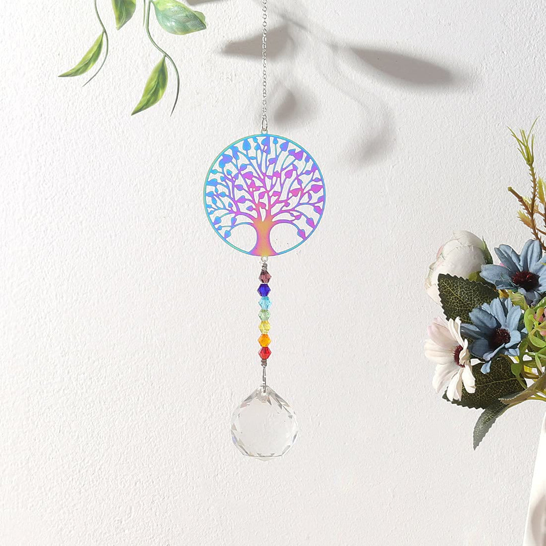 Carillon éolien à suspendre en cristal transparent avec perles chakra Olivenorma 