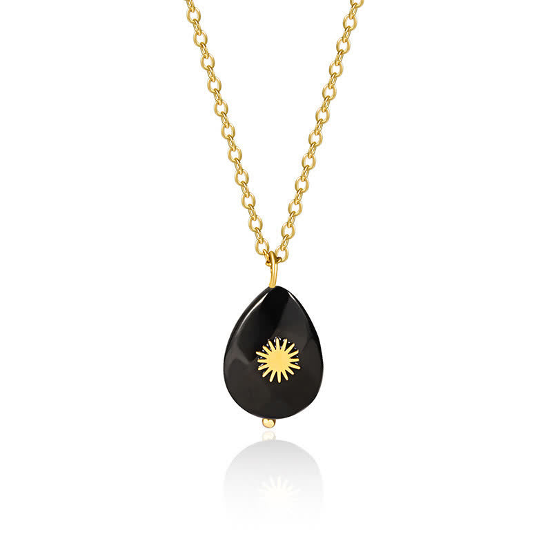Collier de pierres précieuses de guérison en forme de goutte d'eau en hexagramme