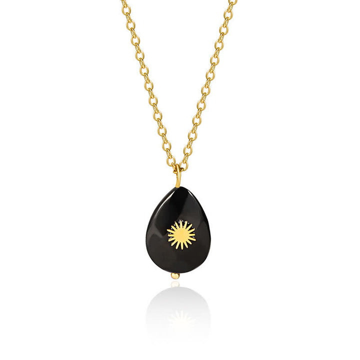 Collier de pierres précieuses de guérison en forme de goutte d'eau en hexagramme