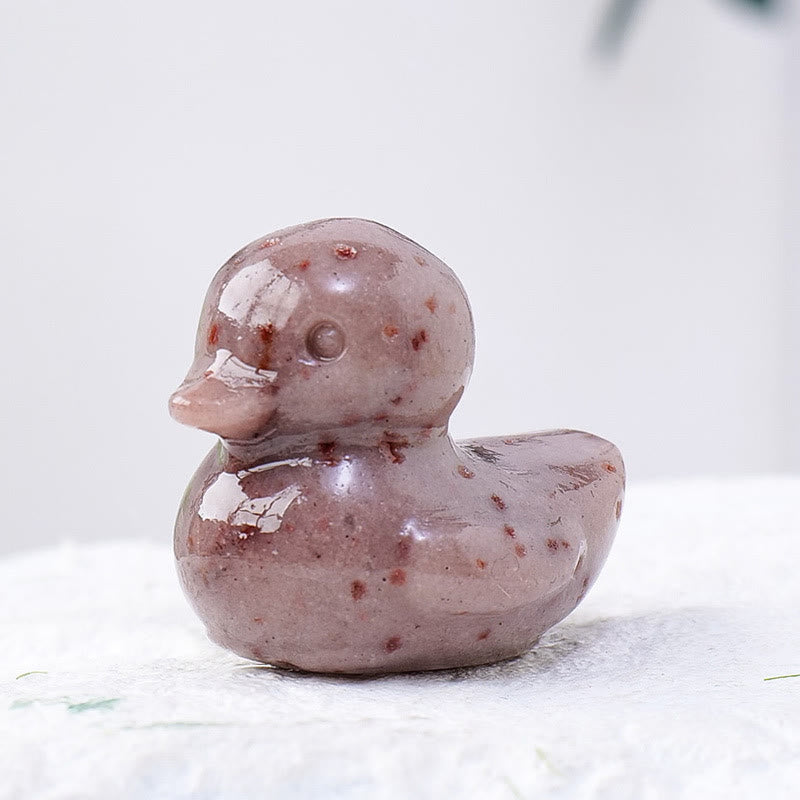 Décoration en pierre précieuse sculptée en forme de canard en cristal de quartz Olivenorma de 1,2 pouce